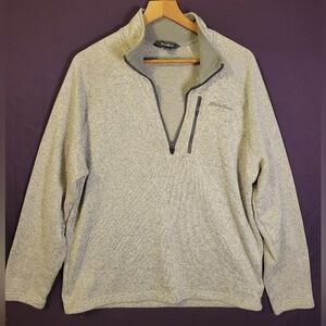 Eddie Bauer Men's Heather Gray Quarter Zip Sweater. Size XL